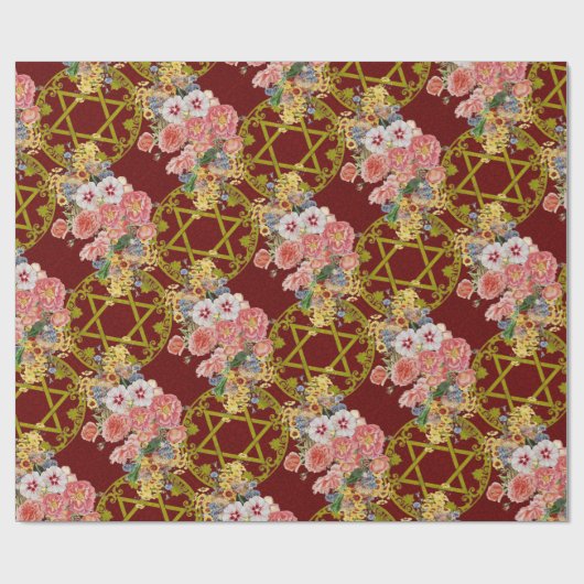 Davidsstern Mit Blumenspray Geschenkpapier (Flach)