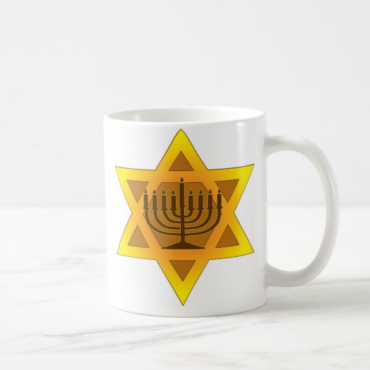 Davidsstern Mit Menorah Kaffeetasse (Rechts)