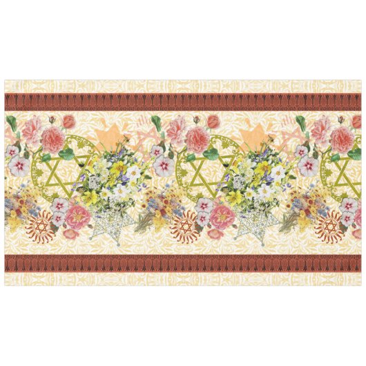 Davidsstern Und Blumen-Tischdecke Tischdecke (Vorderseite (Horizontal))