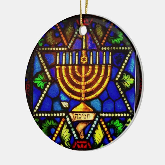 DAVIDSSTERN UND MENORAH KERAMIK ORNAMENT (Links)
