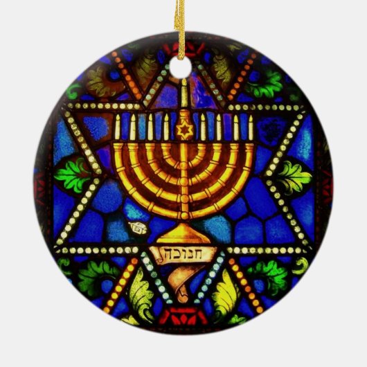 DAVIDSSTERN UND MENORAH KERAMIK ORNAMENT (Hinten)