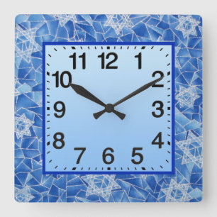 Davidssterne Buntglas Quadratische Wanduhr