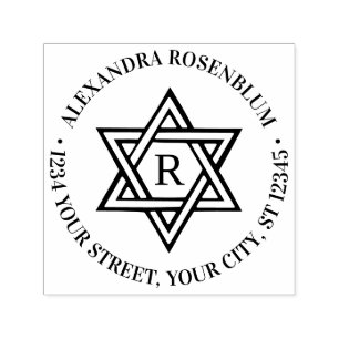 Davidstern #1 Runde Name Initiale Rücksendeadresse Permastempel