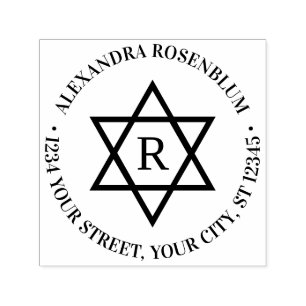 Davidstern #4 Runde Name Initial Rücksendeadresse Permastempel