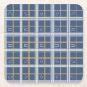 Davidstern Blau Tartan Rechteckiger Pappuntersetzer
