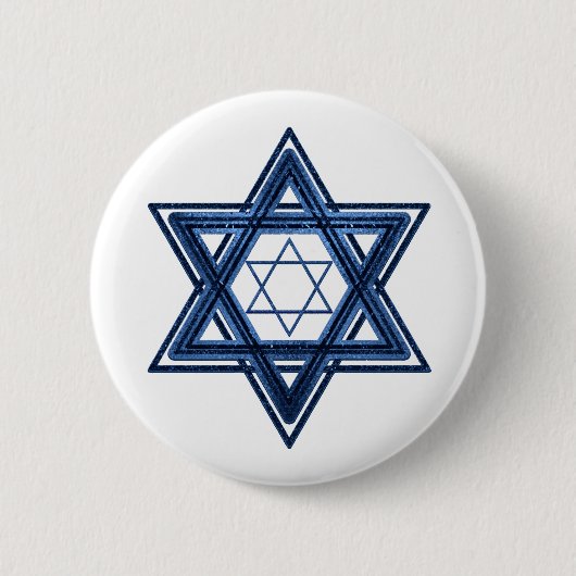 Davidstern | Classic Blue Modern Happy Hanukkah Button (Vorderseite)