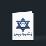 Davidstern | Classic Blue Modern Happy Hanukkah Feiertagskarte<br><div class="desc">Minimal klassisch blauer Bar/Bat Mitzvah und Hanukkah moderner Star of David vor einem weißen Hintergrund schafft ein elegantes,  raffiniertes Design. Für andere koordinierende Farben oder passende Produkte besuchen Sie JustFharryn @ Zazzle.com. Alle Rechte vorbehalten. #zazzlemade</div>