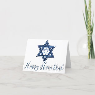 Davidstern Classic Blue Modern Happy Hanukkah Feiertagskarte