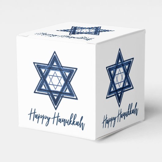 Davidstern | Classic Blue Modern Happy Hanukkah Geschenkschachtel (Vorderseite)