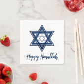 Davidstern | Classic Blue Modern Happy Hanukkah Serviette (Beispiel)
