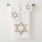 Davidstern | Elegantes Gold und Weiß modern Badhandtuch Set (Insitu)