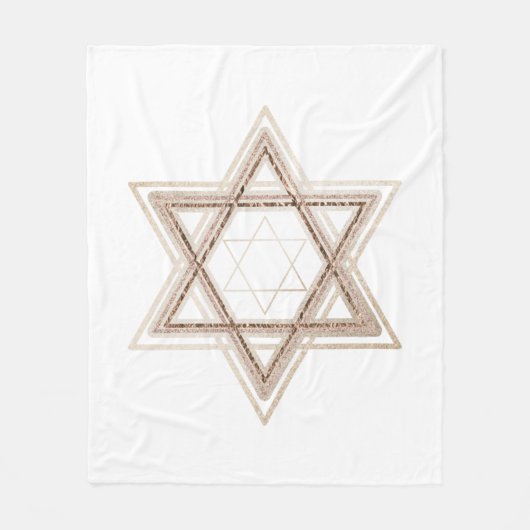 Davidstern | Elegantes Gold und Weiß modern Fleecedecke (Vorderseite)