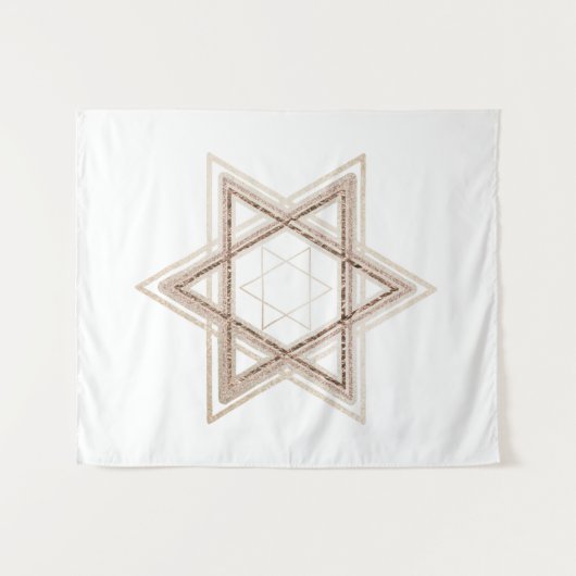 Davidstern | Elegantes Gold und Weiß modern Wandteppich (Vorderseite (Horizontal))