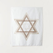 Davidstern | Elegantes Gold und Weiß modern Wandteppich (Vorderseite)