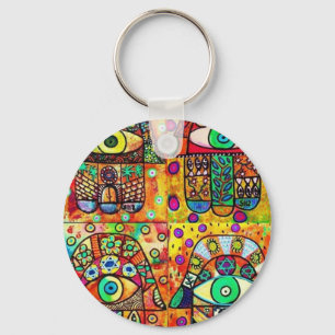 Davidstern Hamsa Vintage Tapastry Schlüsselanhänger
