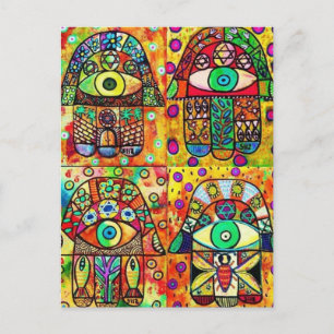 Davidstern Hamsa Vintage Tapisserie Postkarte