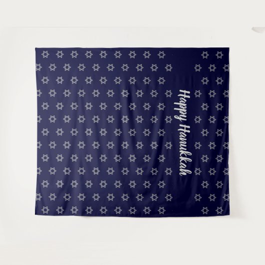 Davidstern | Happy Hanukkah Blue | Hintergrund Wandteppich (Vorderseite (Horizontal))