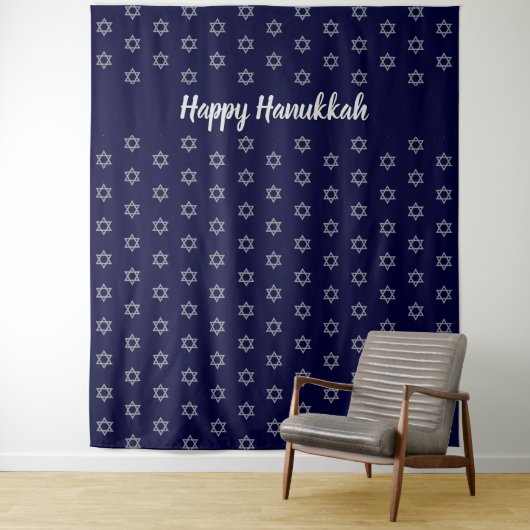 Davidstern | Happy Hanukkah Blue | Hintergrund Wandteppich (Beispiel)