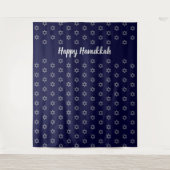 Davidstern | Happy Hanukkah Blue | Hintergrund Wandteppich (Vorderseite)