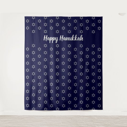 Davidstern | Happy Hanukkah Blue | Hintergrund Wandteppich (Vorderseite)