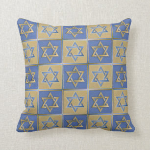 Davidstern Judaica Metall Gold Blau Kissen