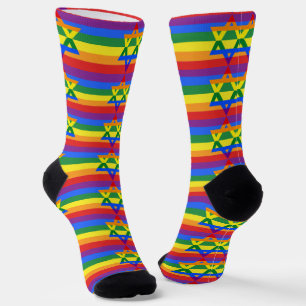 Davidstern jüdischer Regenbogen LGBTQIA+ Gay Pride Socken