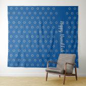 Davidstern | Mid Blue | Happy Hanukkah Background Wandteppich (Beispiel (Horizontal))