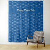 Davidstern | Mid Blue | Happy Hanukkah Background Wandteppich (Beispiel)