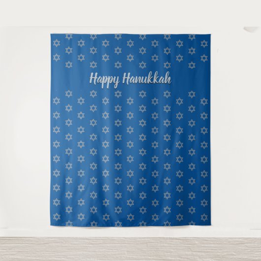 Davidstern | Mid Blue | Happy Hanukkah Background Wandteppich (Vorderseite)