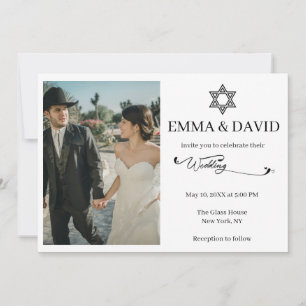 Davidstern Moderne Minimal Jüdische Hochzeit Einladung