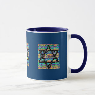 Davidstern-Mosaik-Shalom/Nachtblau Tasse