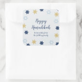 Davidstern | Niedlich Blau und Gold Hanukkah Quadratischer Aufkleber (Tasche)