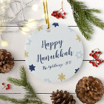 Davidstern | Niedlich Hanukkah Blau und Gold Keramikornament<br><div class="desc">Niedlich Hanukkah Blue Star des David Muster Designs.</div>