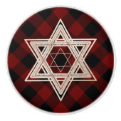 Davidstern | Rustikales Buffalo Rot und Schwarz Ka Keramikknauf (Vorderseite)