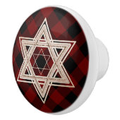 Davidstern | Rustikales Buffalo Rot und Schwarz Ka Keramikknauf (Rechts)