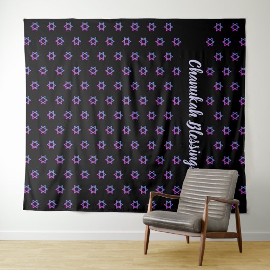 Davidstern | Schwarz | CHANUKAH Hintergrund Wandteppich (Beispiel (Horizontal))