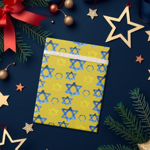 Davidstern Wasserfarben Künstlerisches Muster Geschenkpapier