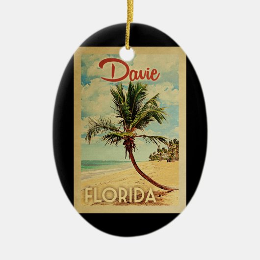 Davie Palm Tree Vintage Travel Keramik Ornament (Vorne)