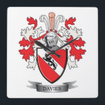 Davies-Familienwappen-Wappen Quadratische Wanduhr<br><div class="desc">Davies Familienwappen,  Walisischer Davies Wappen. Einzigartige Geschenke für Männer mit Davies Nachname,  erschwingliche Geschenke für Frauen mit Davies Nachname.</div>