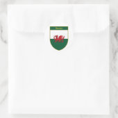 Davies Welsh Flag Shield Runder Aufkleber (Tasche)