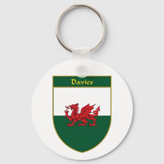 Davies Welsh Flag Shield Schlüsselanhänger (Vorderseite)