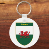 Davies Welsh Flag Shield Schlüsselanhänger (Vorderseite)