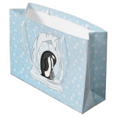 Davin und Annie die Pinguin-Geschenk-Tasche Große Geschenktüte (Rückseite Schrägansicht)