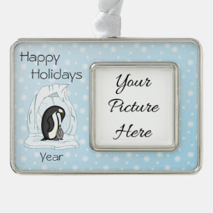 Davin und Annie die Pinguine Frame Ornament Rahmen-Ornament Silber
