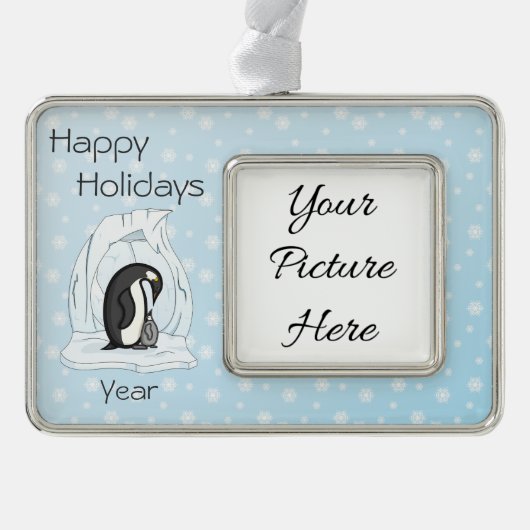 Davin und Annie die Pinguine Frame Ornament Rahmen-Ornament Silber (Vorderseite)
