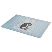 Davin und Annie die Pinguins-Glas-Zuschneidezentra Schneidebrett (Ecke)