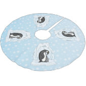 Davin und Annie the Penguins Tree Skirt Polyester Weihnachtsbaumdecke (Schrägansicht)