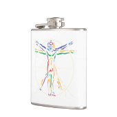 DaVinci Anatomie-Mann in Chakra Farben Flachmann (Links)