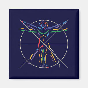 DaVinci Anatomie Mann in Chakra Farben Magnet
