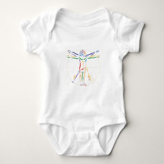 DaVinci Anatomy Man in Chakra Farben Baby Strampler (Vorderseite)